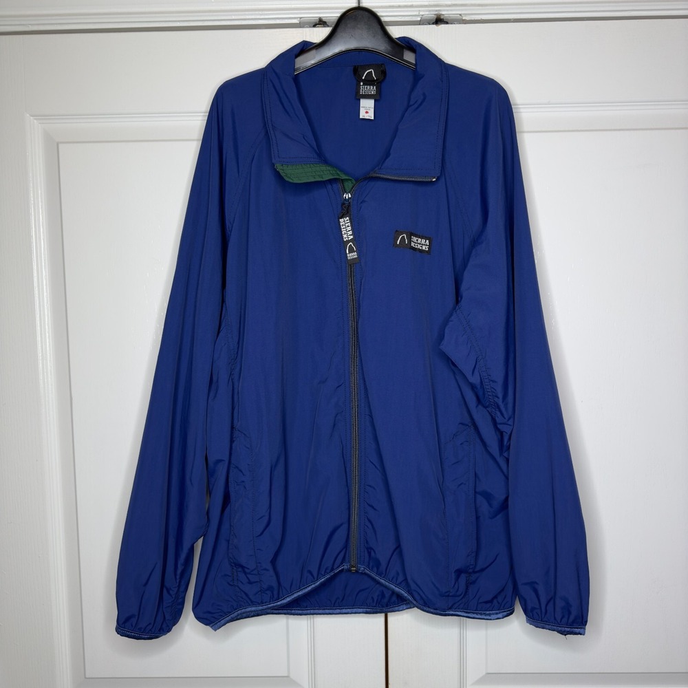 Sierra Designs Windbreaker Jacket Mens XL Blue Long Sleeve Full Zipper Parka
